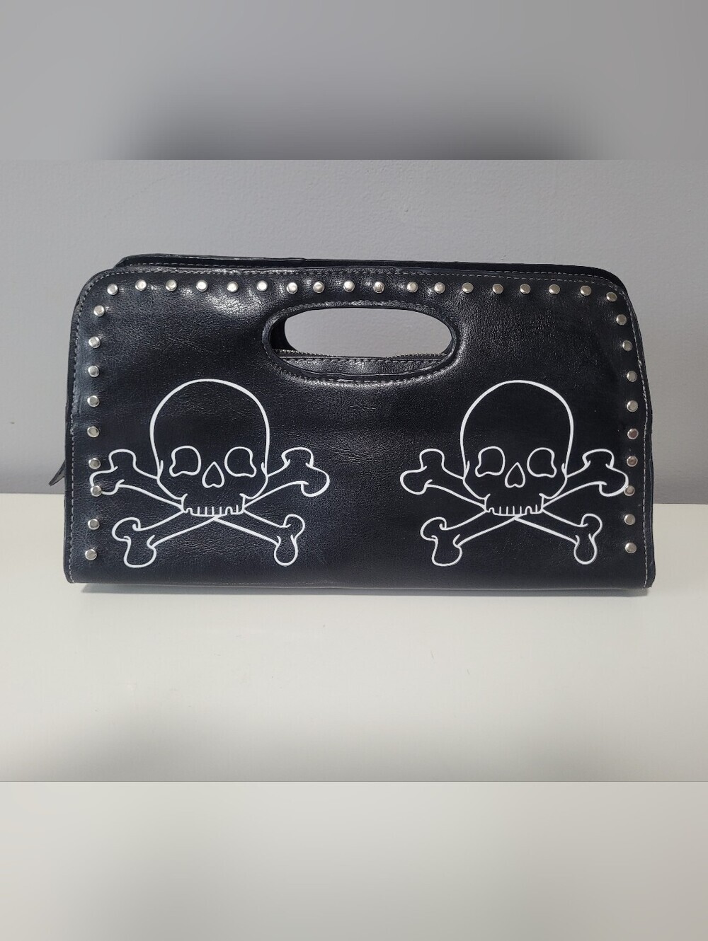 ux De Ville Studded Skull Clutch, VGUC
